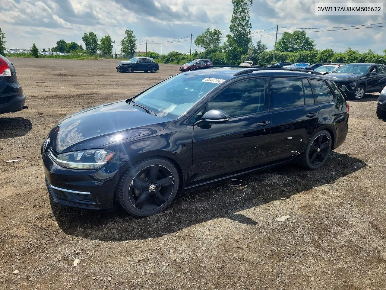 2019 Volkswagen Golf Sportwagen S VIN: 3VW117AU8KM506622 Lot: 60444486