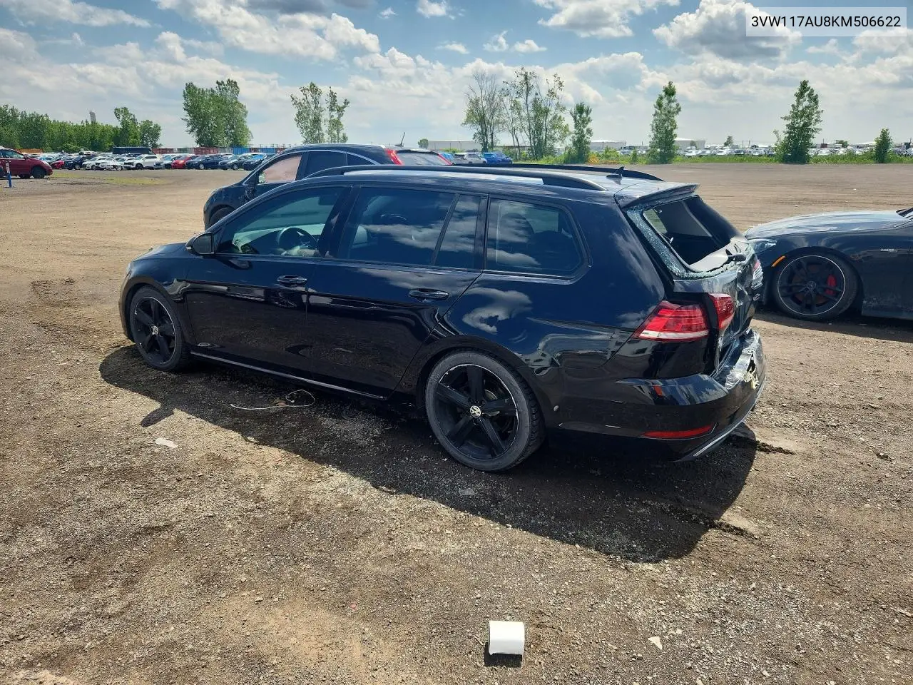 2019 Volkswagen Golf Sportwagen S VIN: 3VW117AU8KM506622 Lot: 60444486