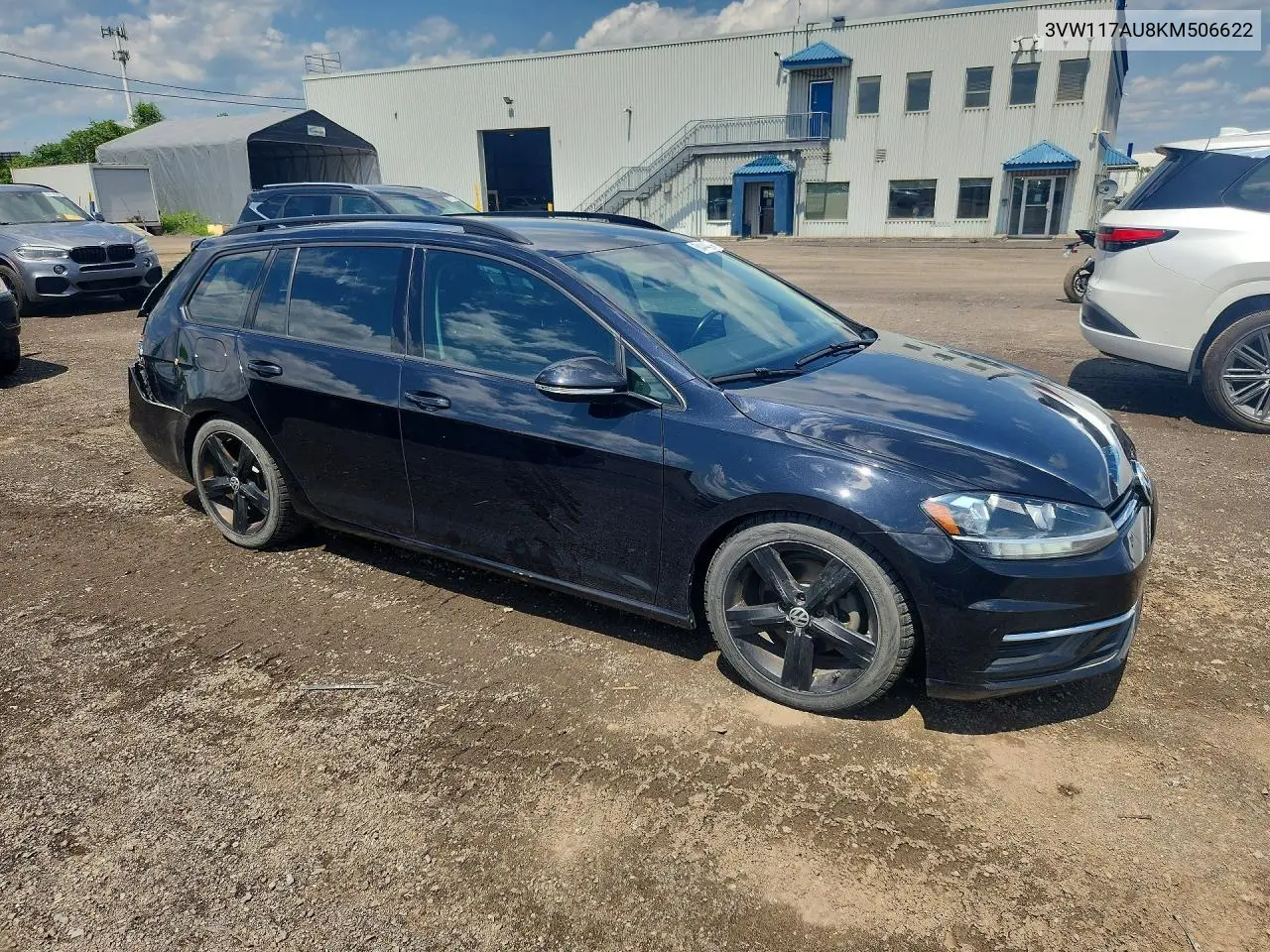 2019 Volkswagen Golf Sportwagen S VIN: 3VW117AU8KM506622 Lot: 60444486