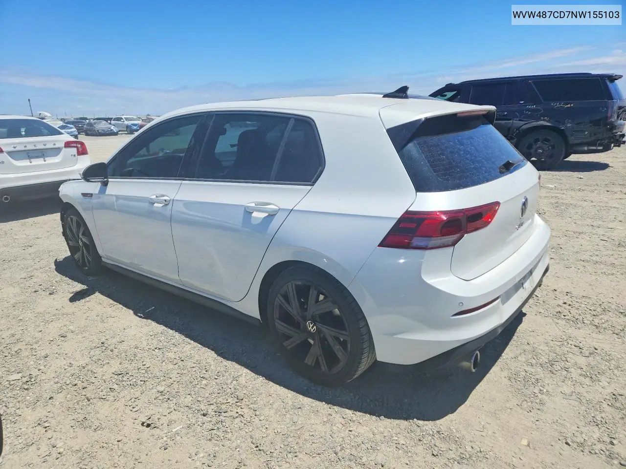 2022 Volkswagen Gti Se VIN: WVW487CD7NW155103 Lot: 58468056