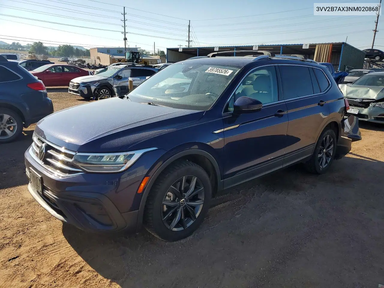 2022 Volkswagen Tiguan Se VIN: 3VV2B7AX3NM020868 Lot: 59785526