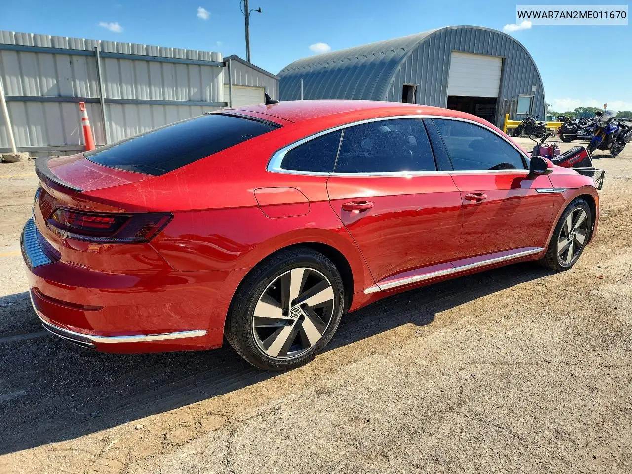 2021 Volkswagen Arteon Se VIN: WVWAR7AN2ME011670 Lot: 60210396