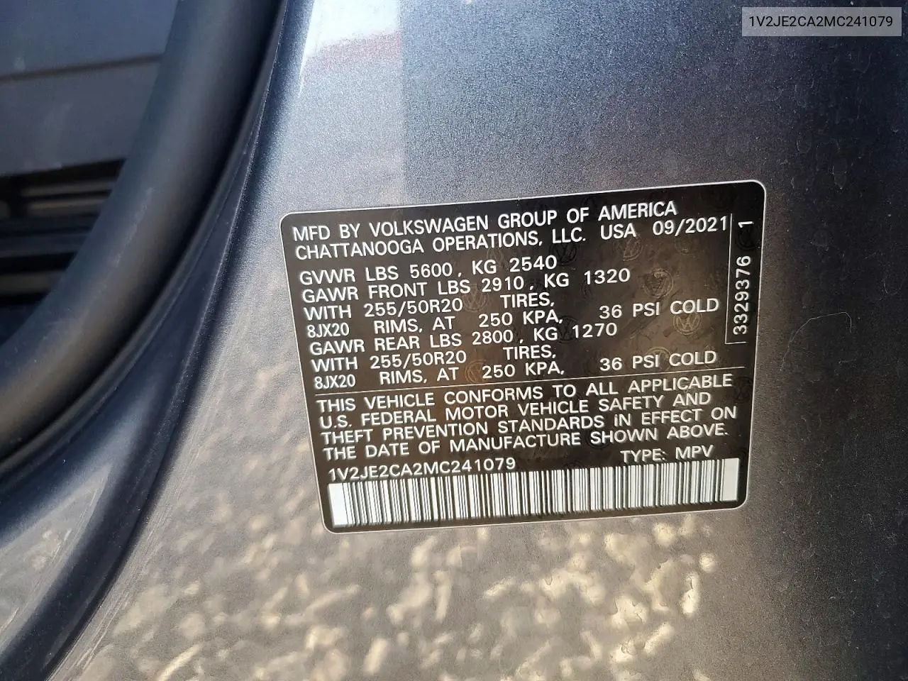 2021 Volkswagen Atlas Cross Sport Se VIN: 1V2JE2CA2MC241079 Lot: 52486806