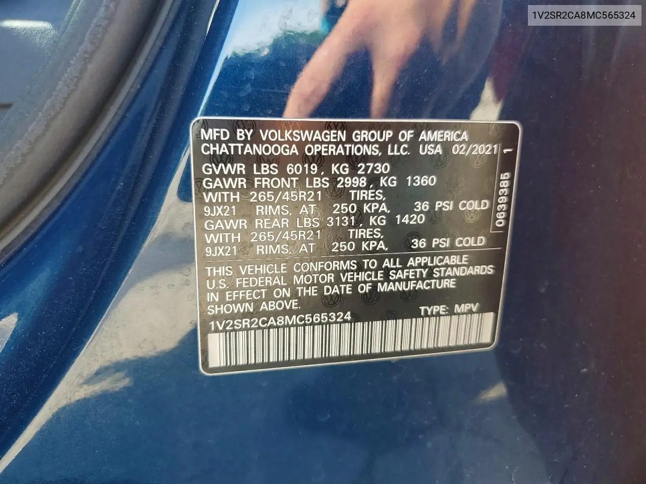 2021 Volkswagen Atlas Sel R-Line VIN: 1V2SR2CA8MC565324 Lot: 56745476