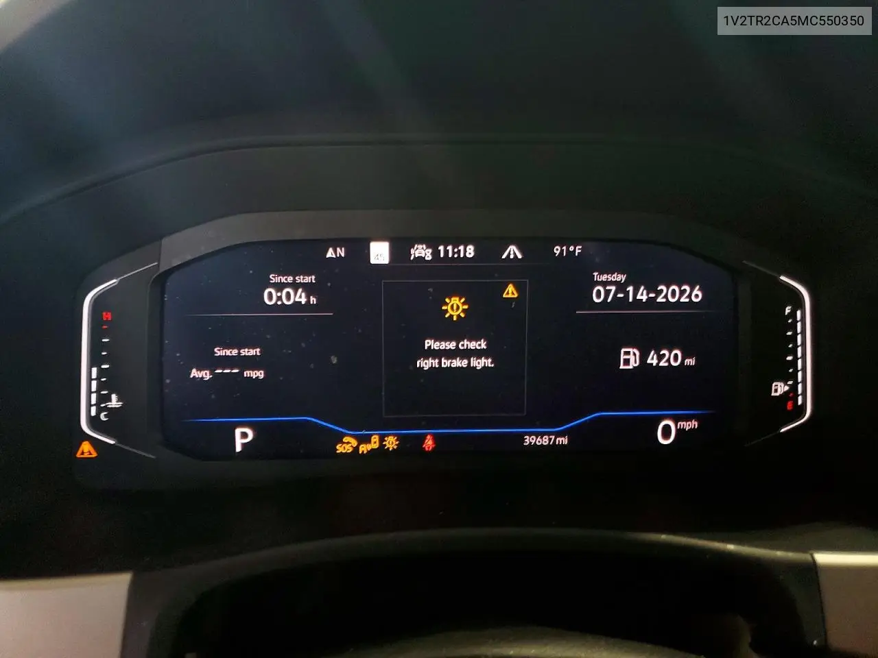 2021 Volkswagen Atlas VIN: 1V2TR2CA5MC550350 Lot: 60918876