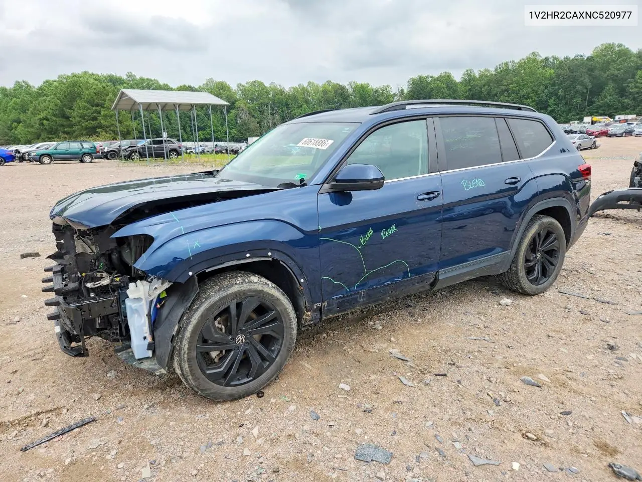 2022 Volkswagen Atlas Se VIN: 1V2HR2CAXNC520977 Lot: 60618886