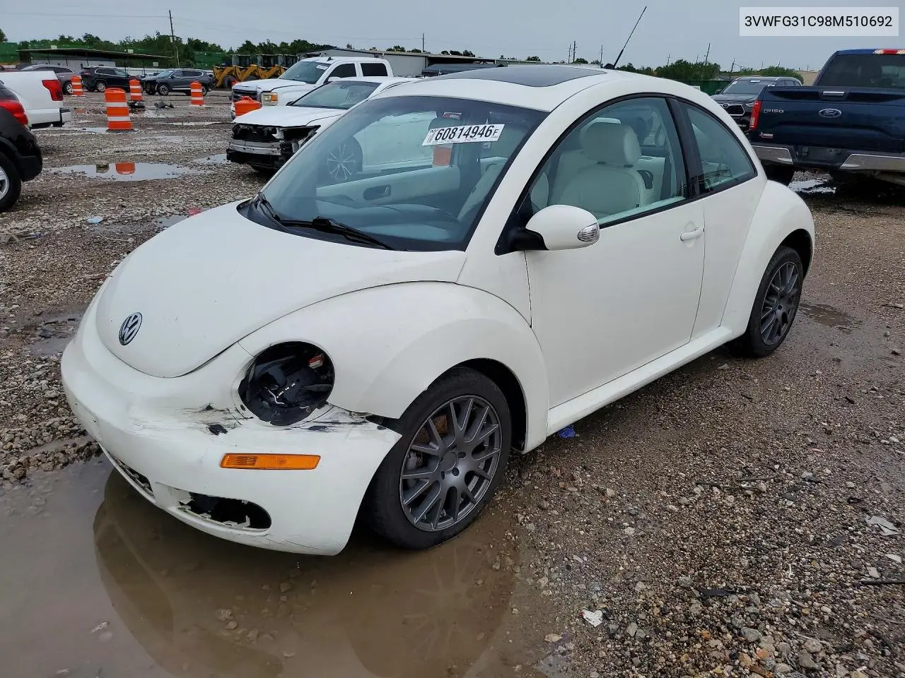 2008 Volkswagen New Beetle Triple White VIN: 3VWFG31C98M510692 Lot: 60814946