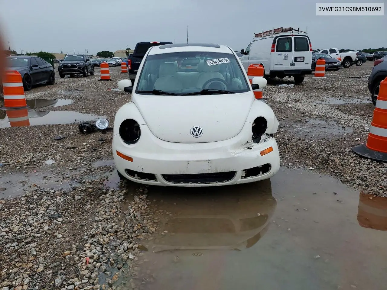 2008 Volkswagen New Beetle Triple White VIN: 3VWFG31C98M510692 Lot: 60814946