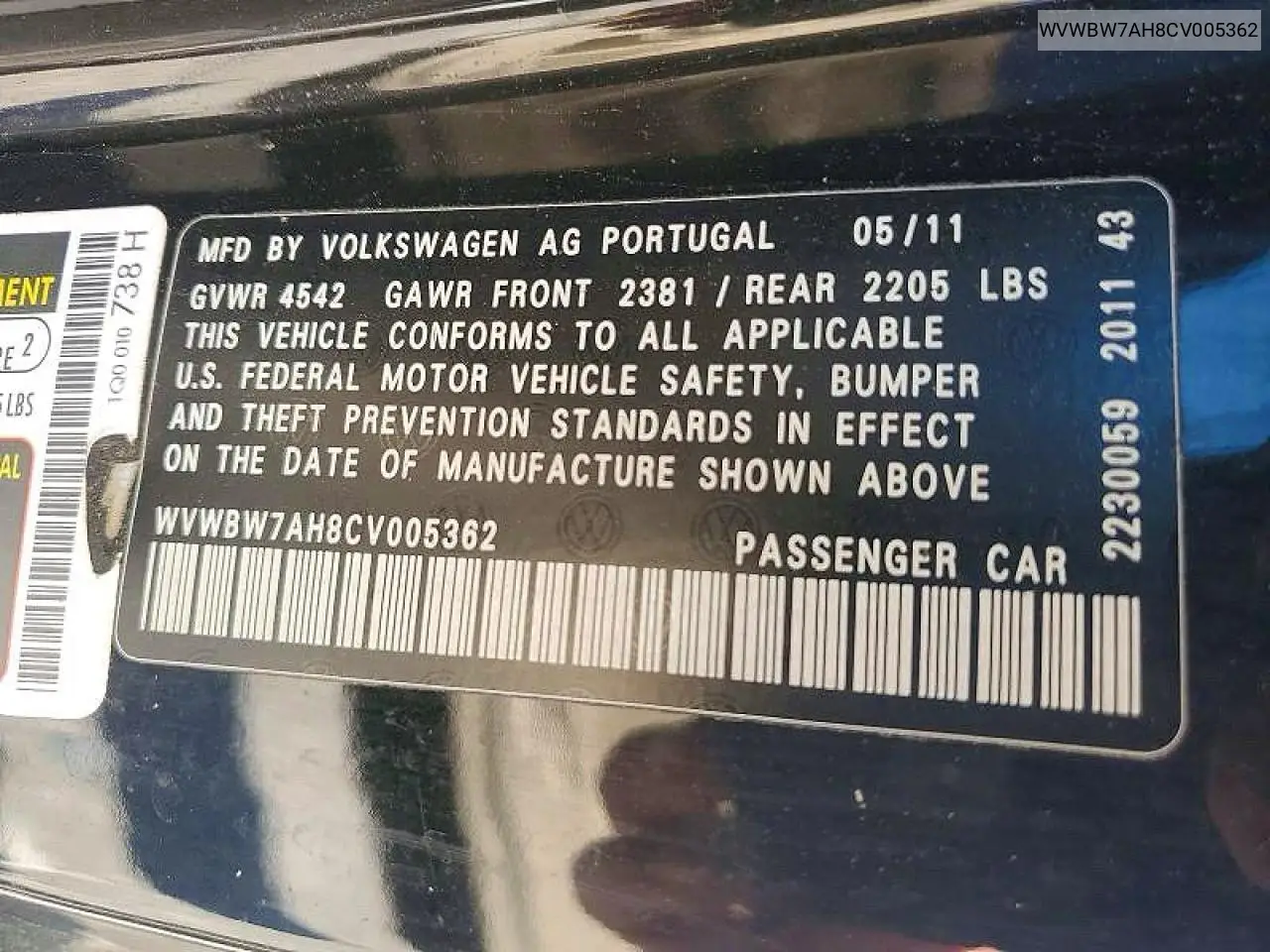 2012 Volkswagen Eos Komfort VIN: WVWBW7AH8CV005362 Lot: 55963206
