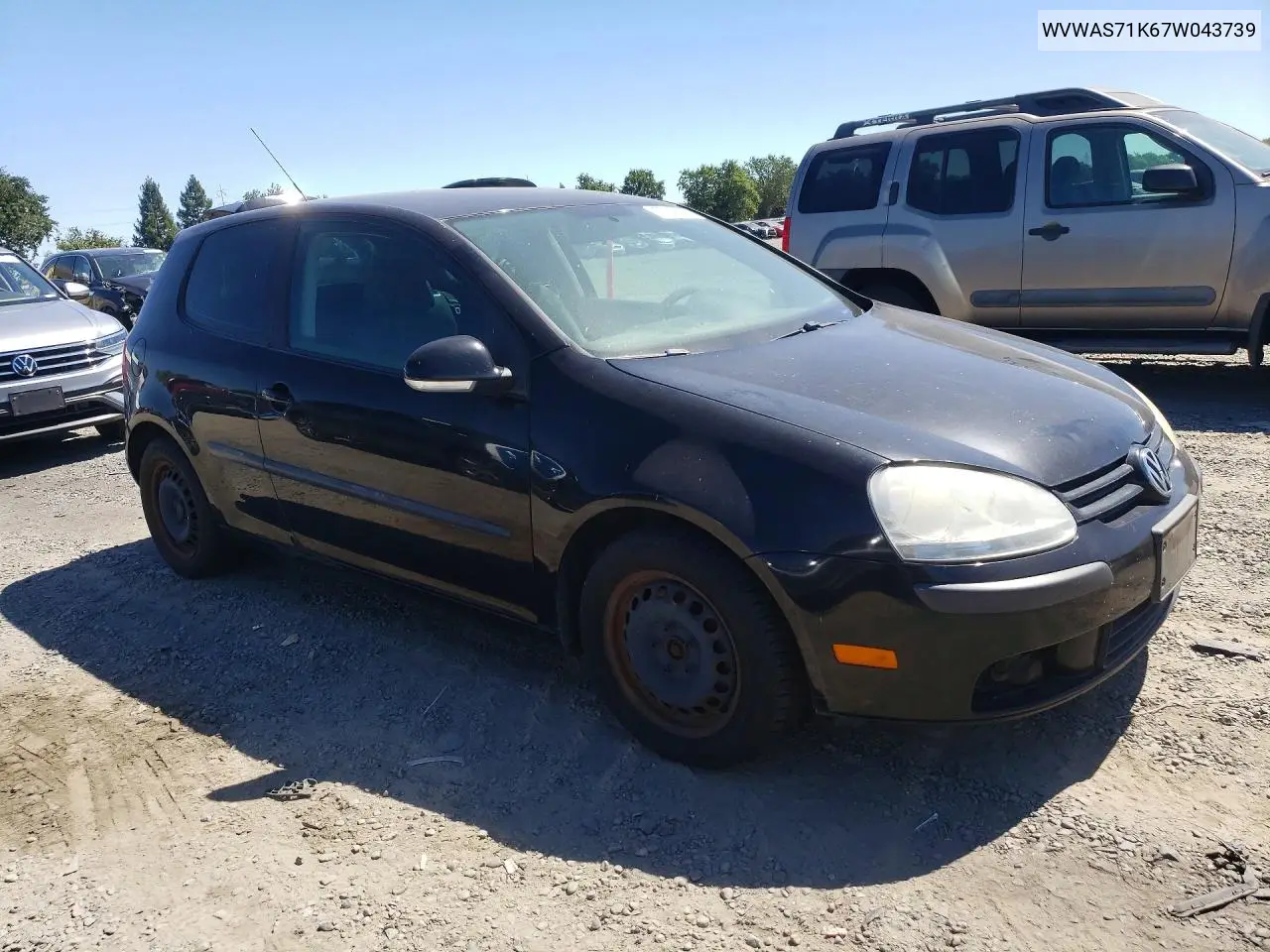 2007 Volkswagen Rabbit VIN: WVWAS71K67W043739 Lot: 57048666
