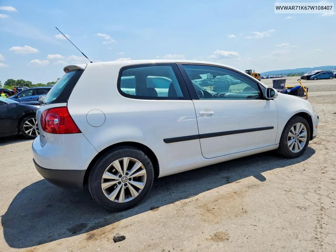 2007 Volkswagen Rabbit VIN: WVWAR71K67W108407 Lot: 60969296