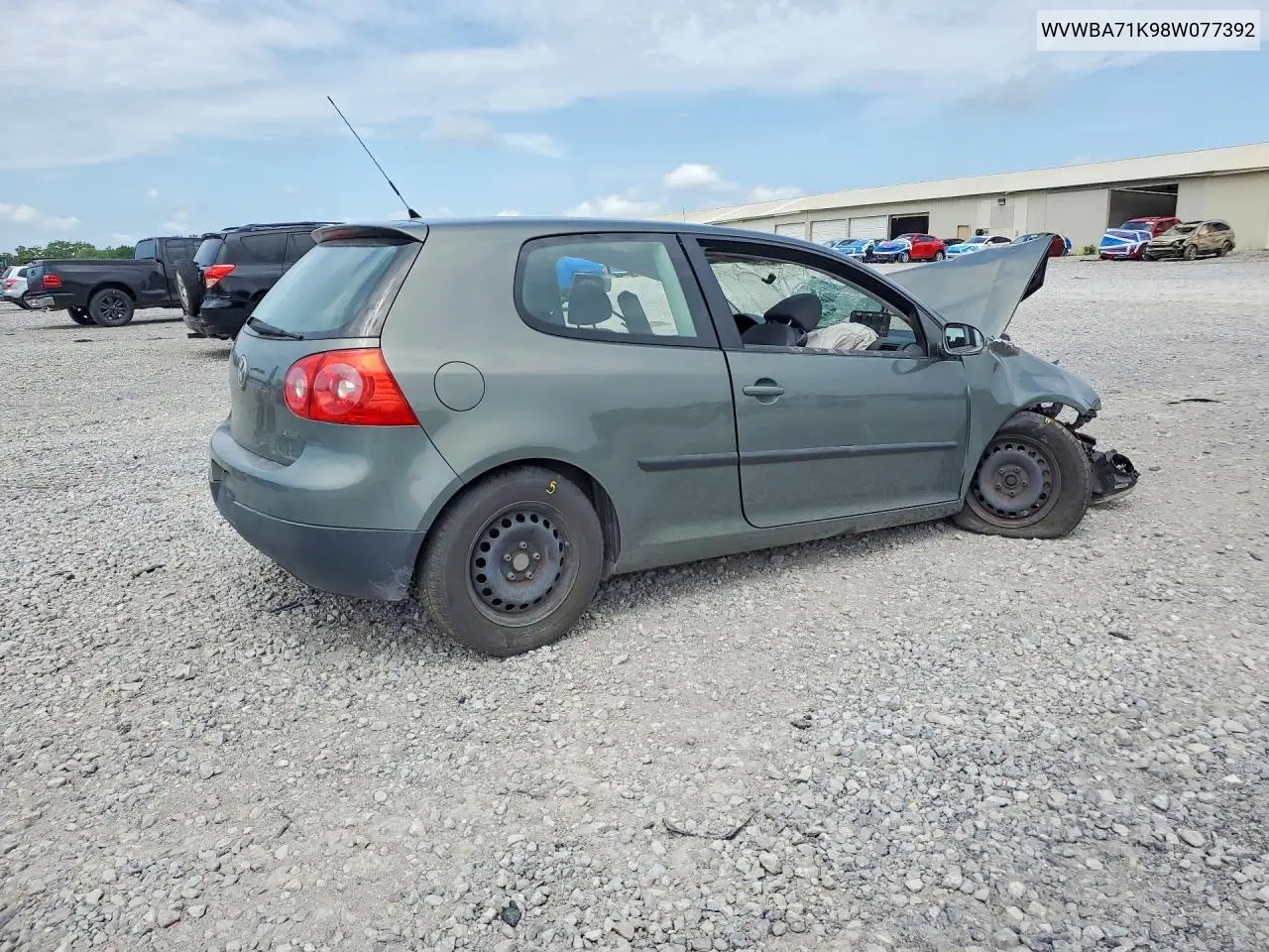 2008 Volkswagen Rabbit VIN: WVWBA71K98W077392 Lot: 59333636