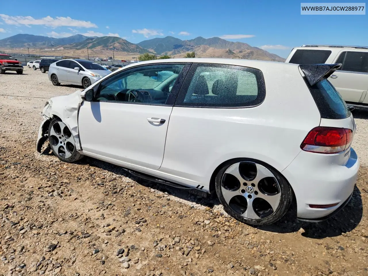 2012 Volkswagen Golf VIN: WVWBB7AJ0CW288977 Lot: 58843286