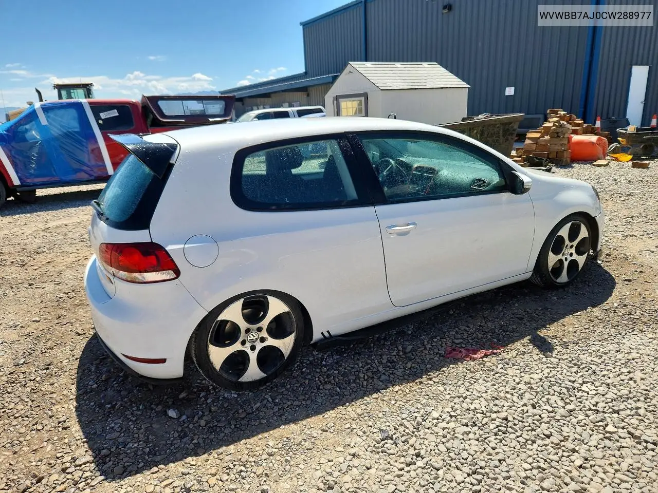 2012 Volkswagen Golf VIN: WVWBB7AJ0CW288977 Lot: 58843286