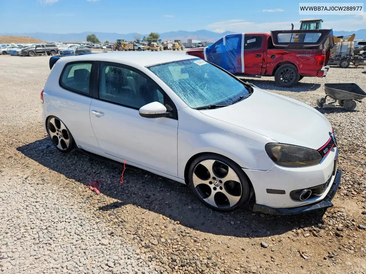 2012 Volkswagen Golf VIN: WVWBB7AJ0CW288977 Lot: 58843286