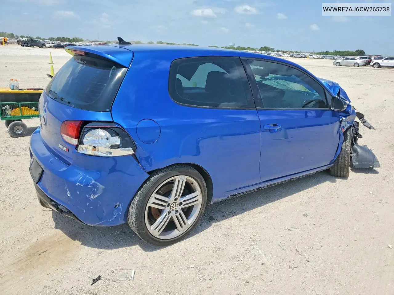 2012 Volkswagen Golf R VIN: WVWRF7AJ6CW265738 Lot: 59141886