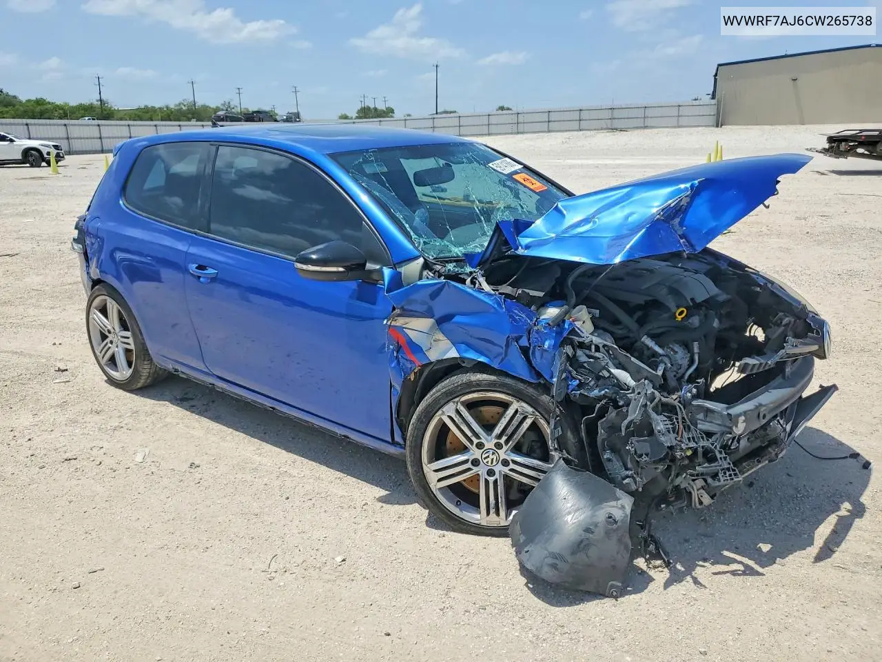2012 Volkswagen Golf R VIN: WVWRF7AJ6CW265738 Lot: 59141886