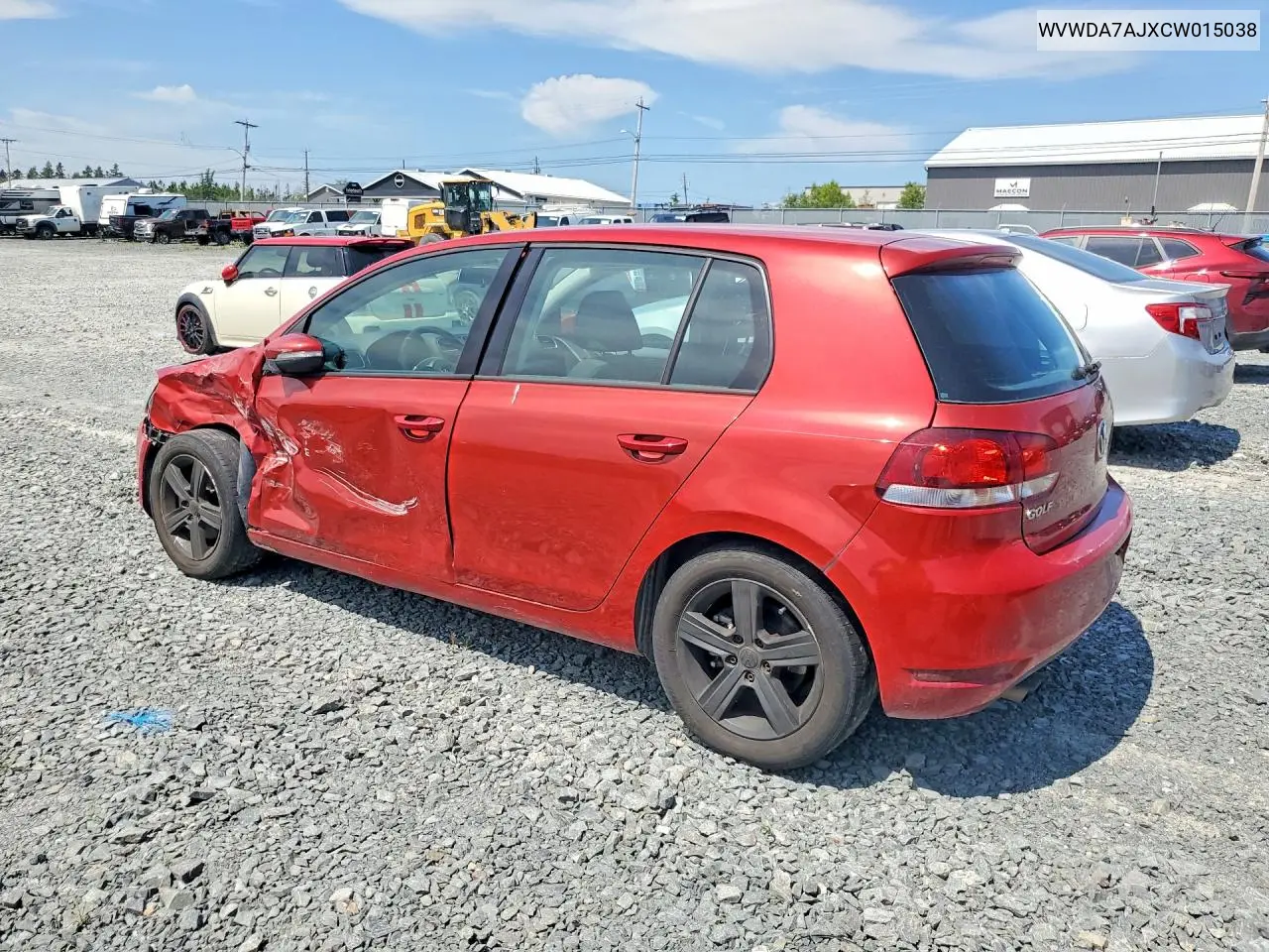 2012 Volkswagen Golf VIN: WVWDA7AJXCW015038 Lot: 60136006