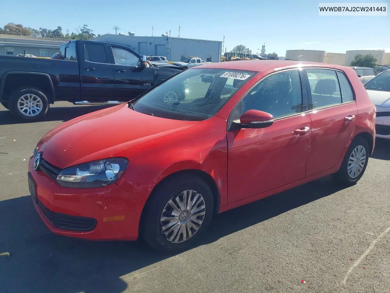 2012 Volkswagen Golf VIN: WVWDB7AJ2CW241443 Lot: 61008276