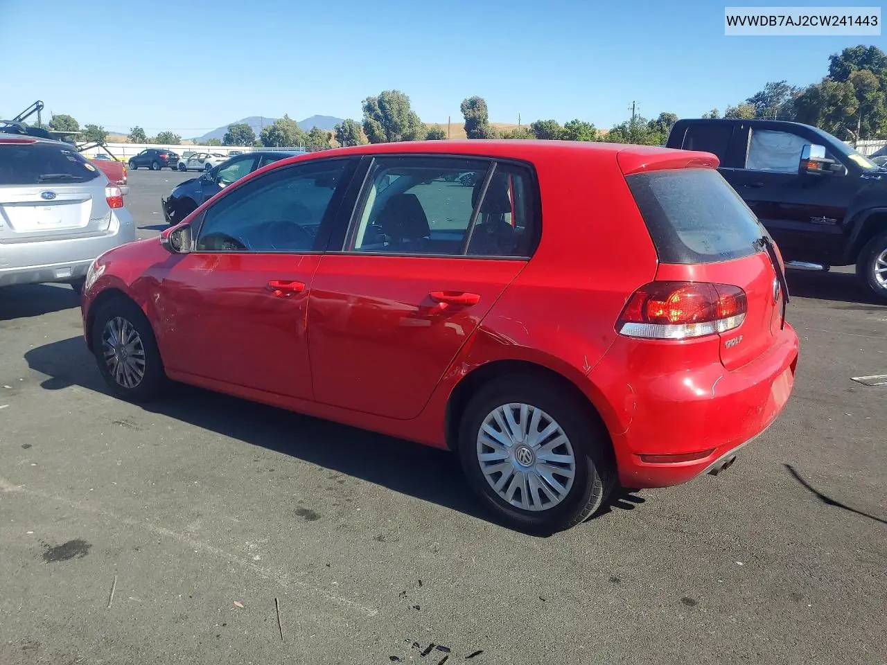 2012 Volkswagen Golf VIN: WVWDB7AJ2CW241443 Lot: 61008276