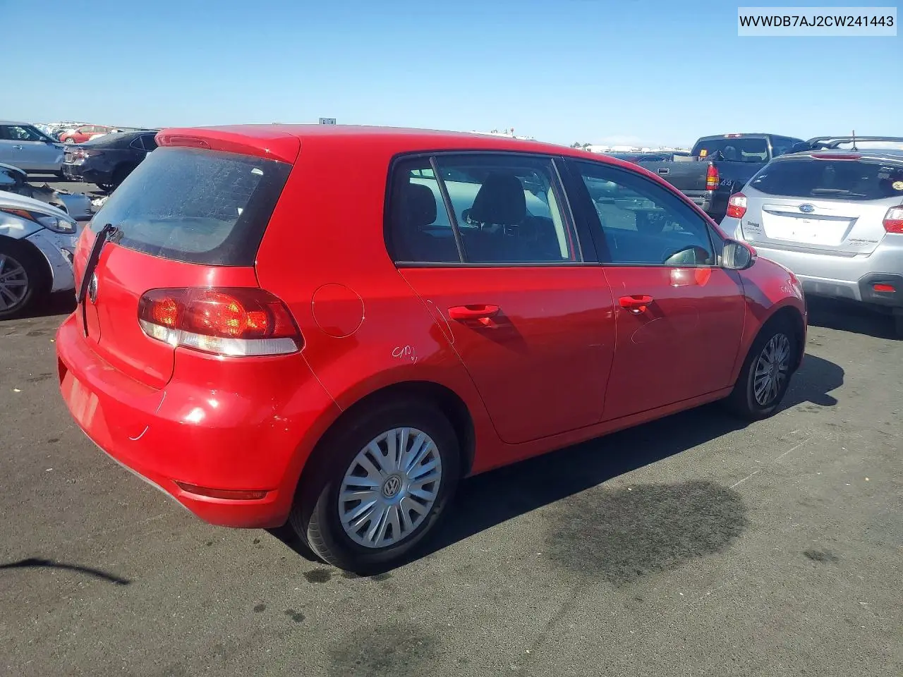 2012 Volkswagen Golf VIN: WVWDB7AJ2CW241443 Lot: 61008276