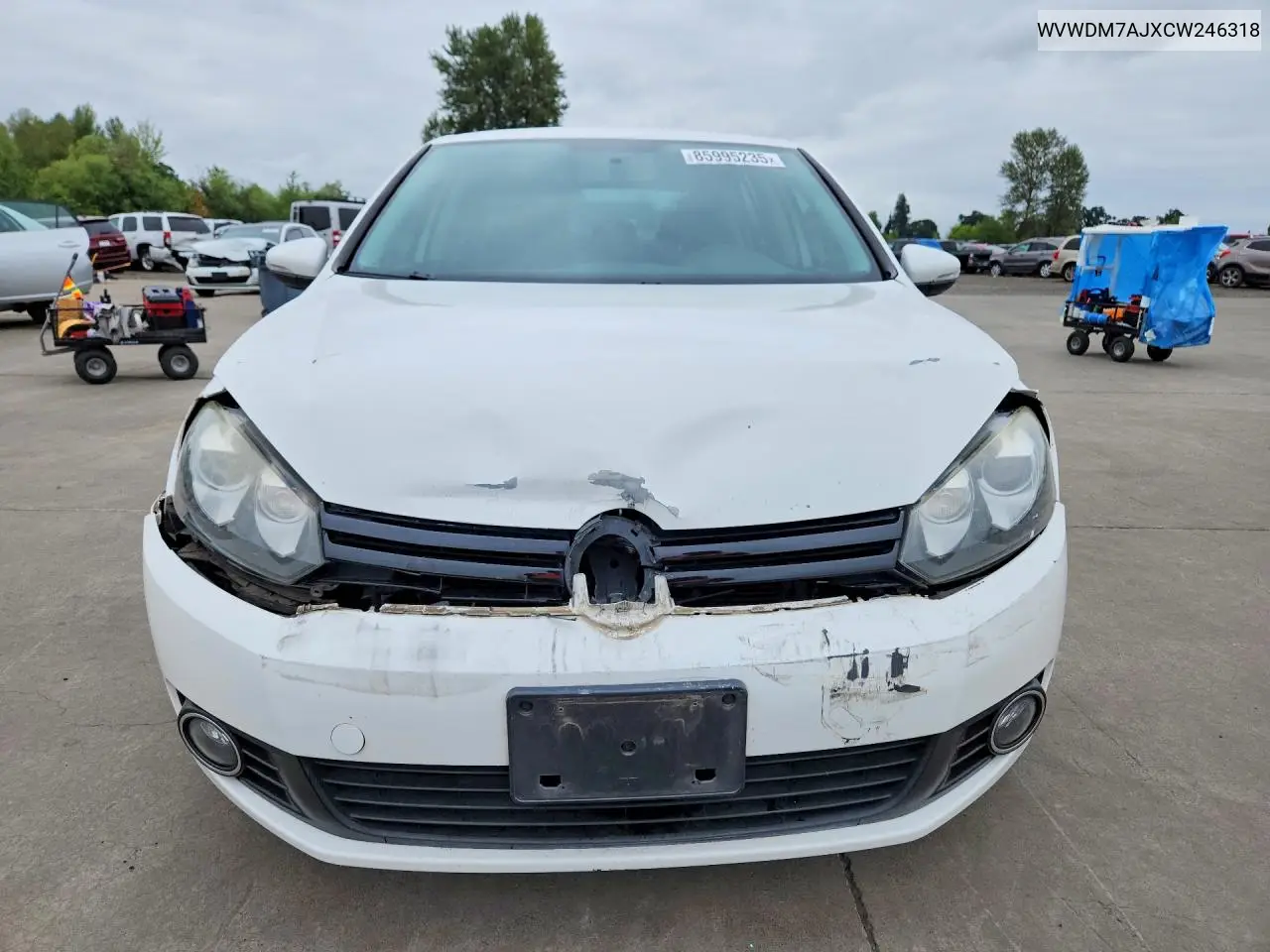 2012 Volkswagen Golf VIN: WVWDM7AJXCW246318 Lot: 85995235