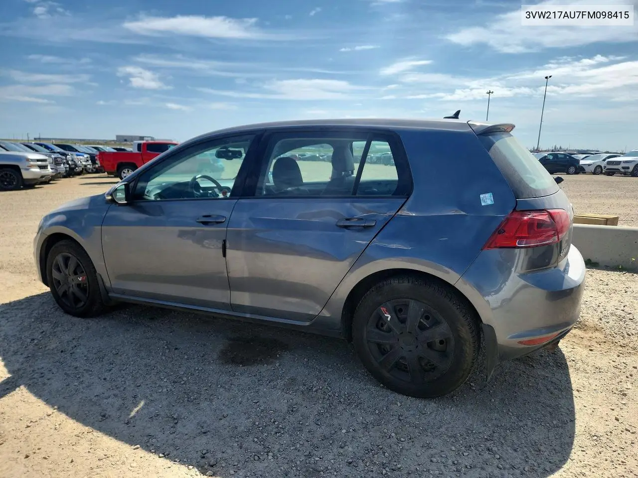 2015 Volkswagen Golf VIN: 3VW217AU7FM098415 Lot: 58454626