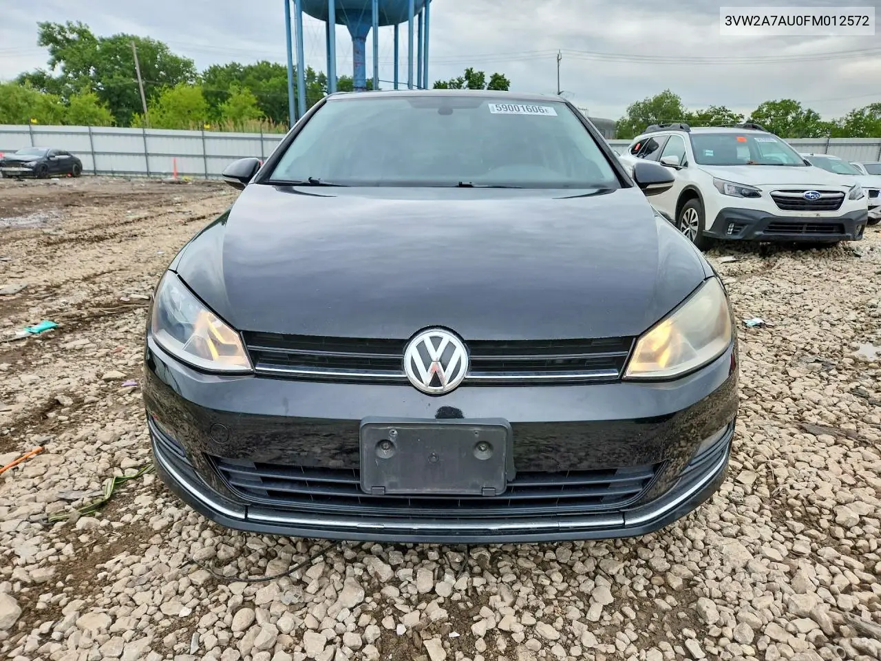2015 Volkswagen Golf Tdi VIN: 3VW2A7AU0FM012572 Lot: 59001606