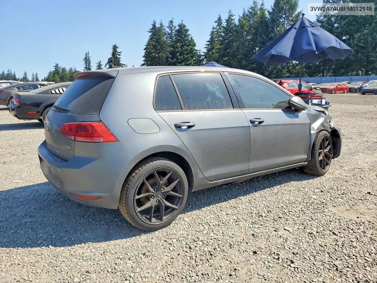 2015 Volkswagen Golf Tdi VIN: 3VW2A7AU8FM012948 Lot: 60115546