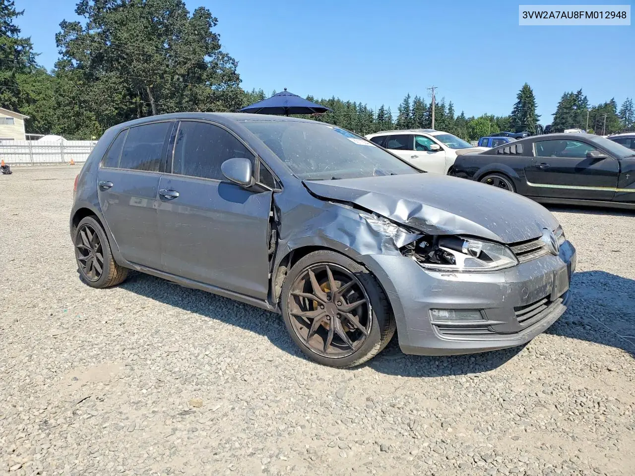 2015 Volkswagen Golf Tdi VIN: 3VW2A7AU8FM012948 Lot: 60115546