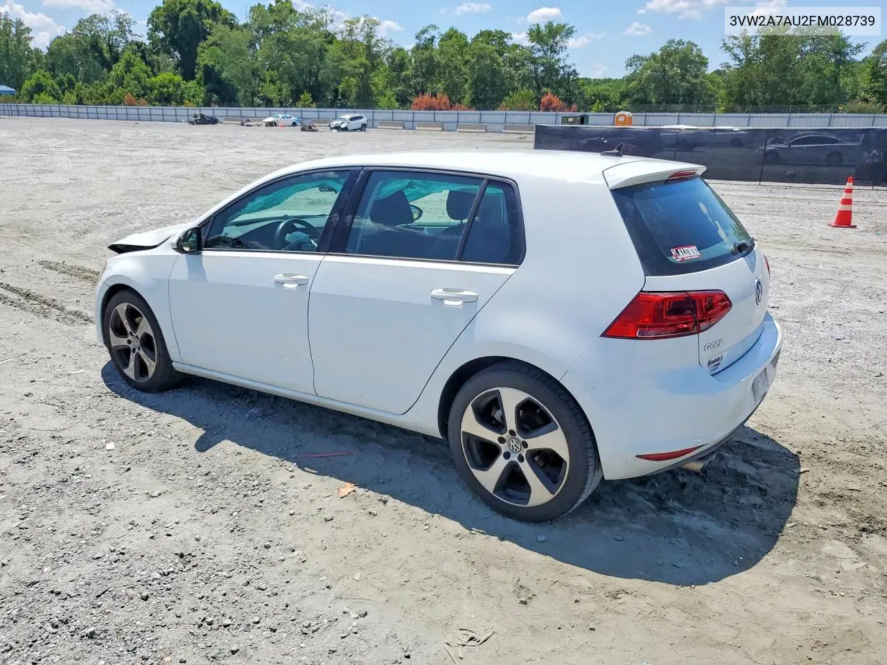2015 Volkswagen Golf Tdi VIN: 3VW2A7AU2FM028739 Lot: 60149436