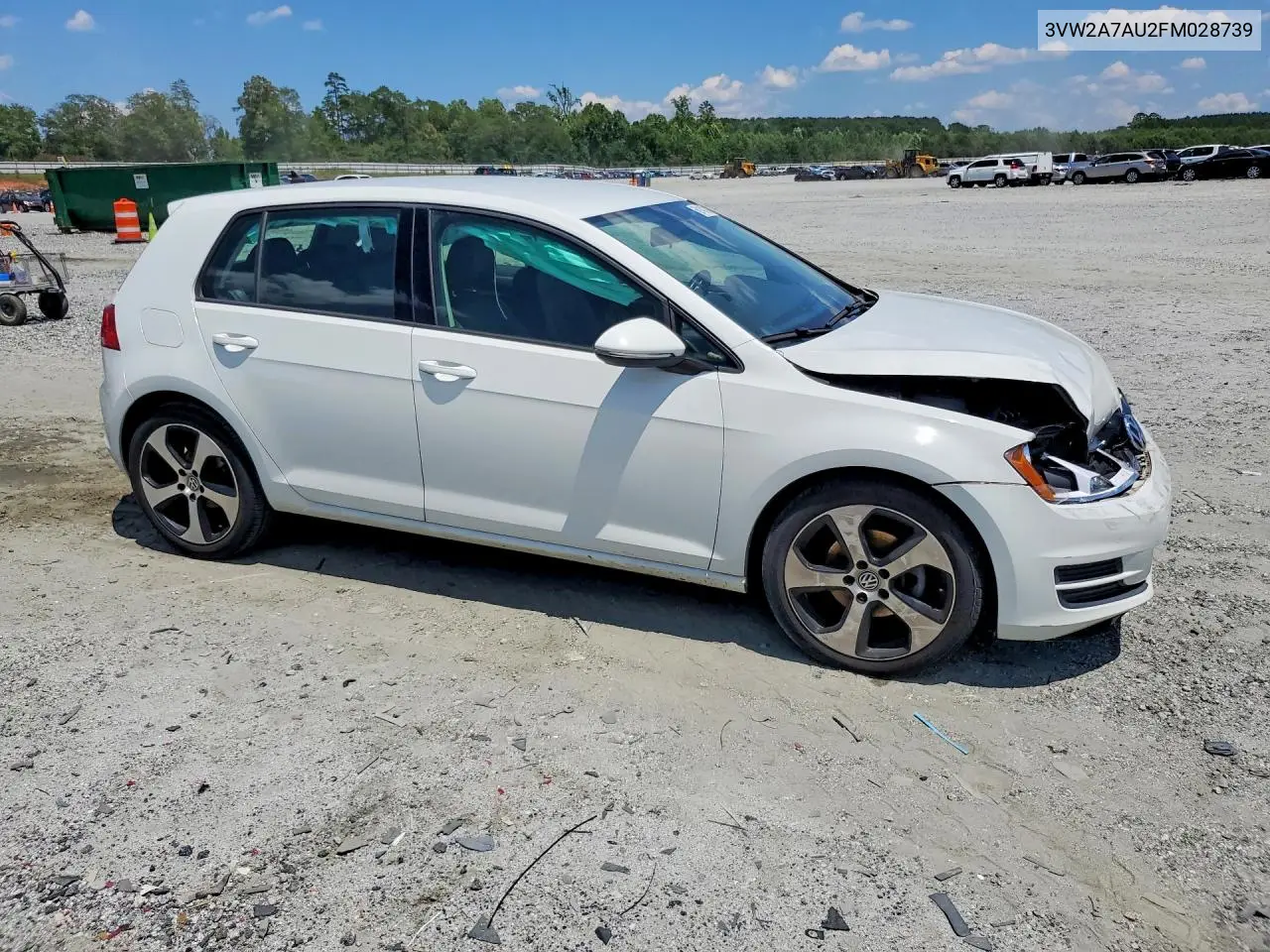 2015 Volkswagen Golf Tdi VIN: 3VW2A7AU2FM028739 Lot: 60149436
