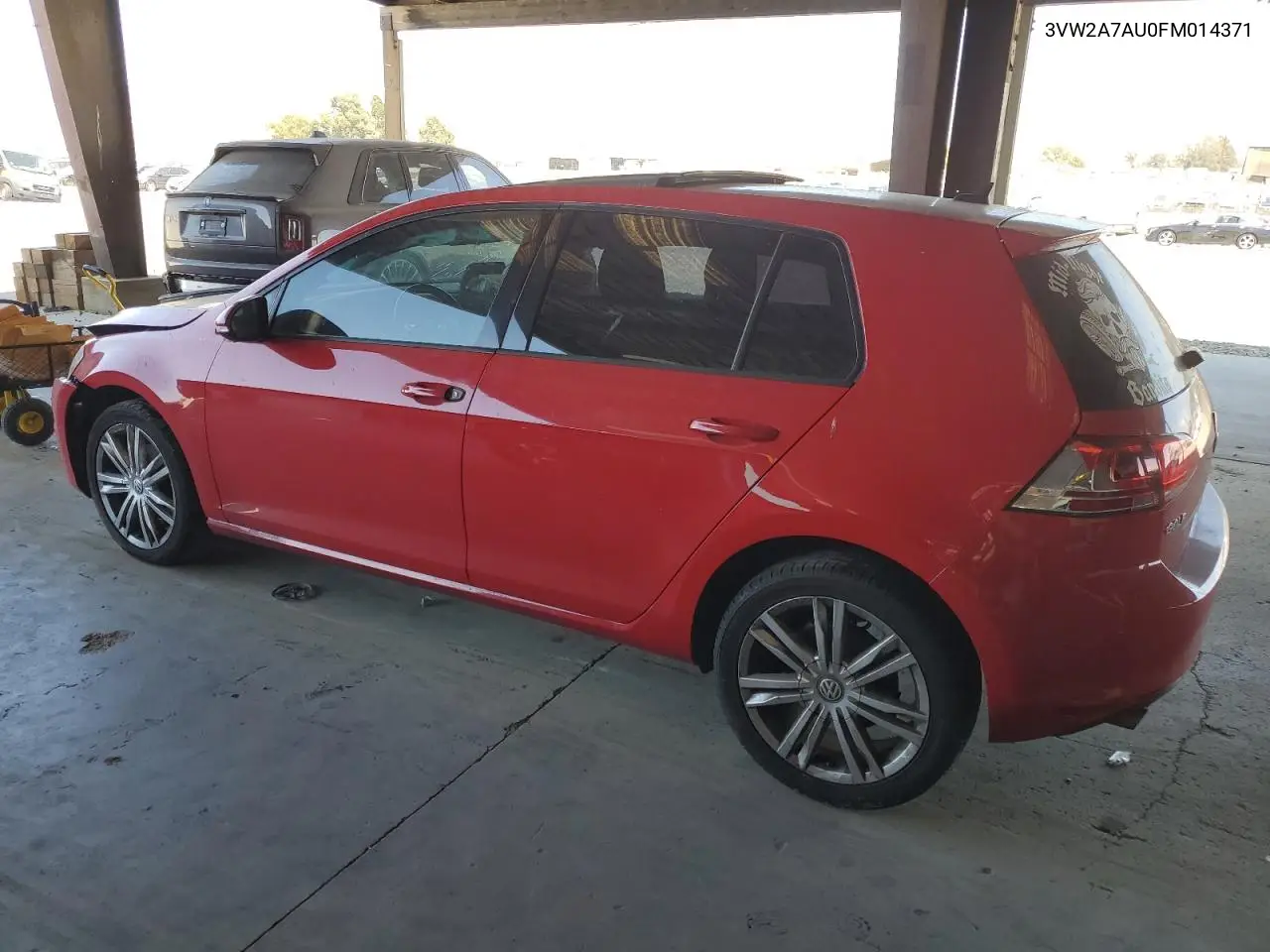 3VW2A7AU0FM014371 2015 Volkswagen Golf Tdi