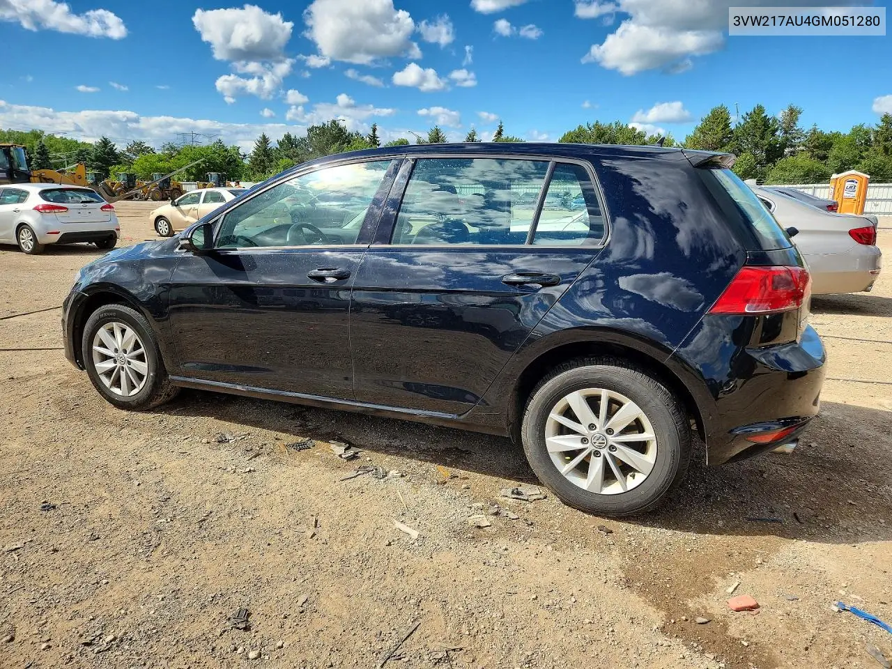 2016 Volkswagen Golf S VIN: 3VW217AU4GM051280 Lot: 57359016