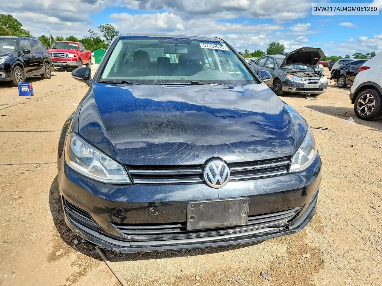 2016 Volkswagen Golf S VIN: 3VW217AU4GM051280 Lot: 57359016