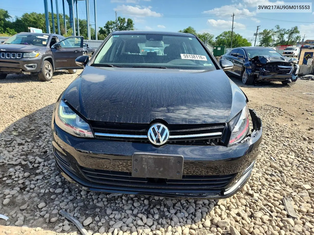 2016 Volkswagen Golf S/Se/Sel VIN: 3VW217AU9GM015553 Lot: 59138116
