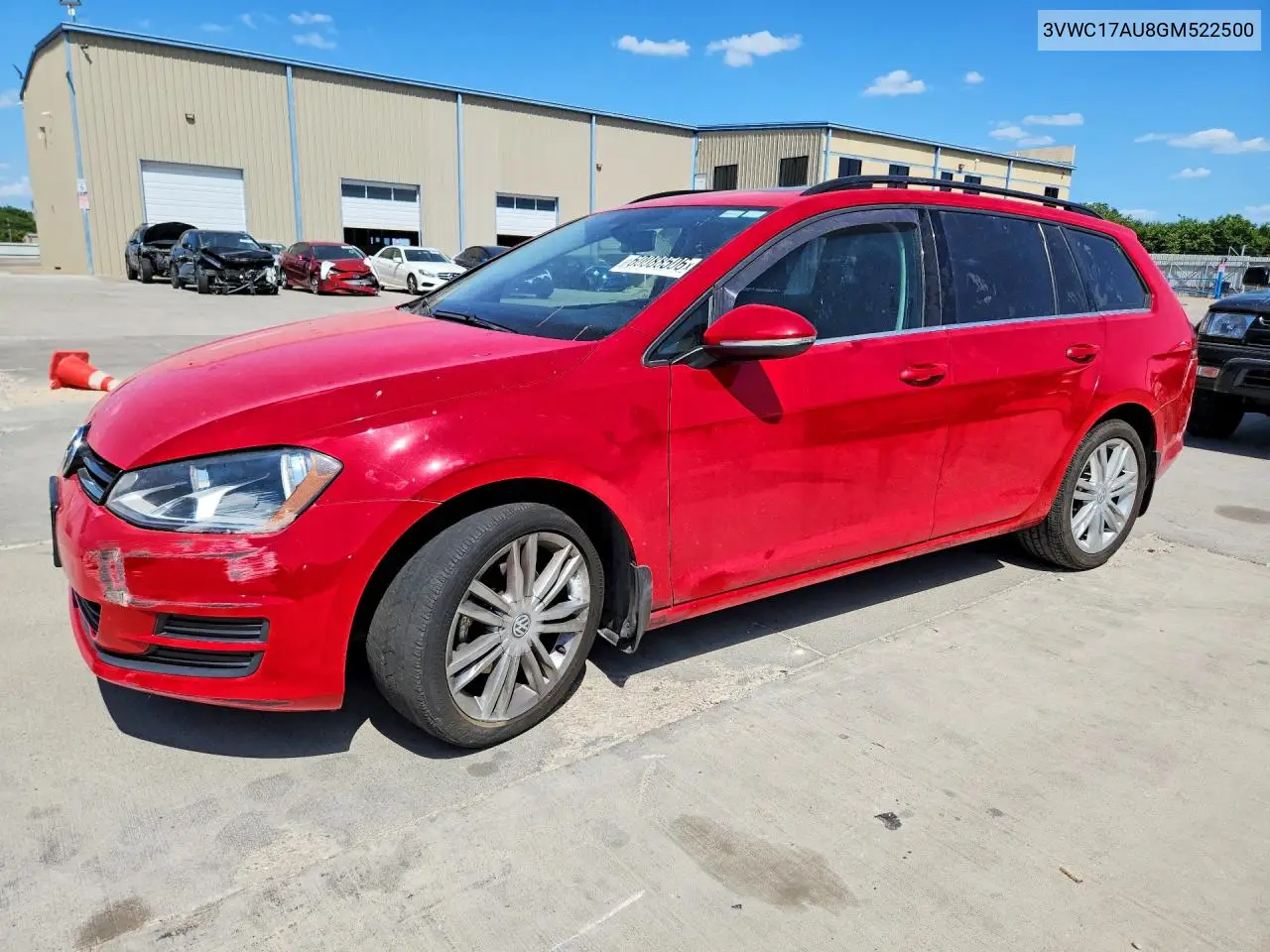 2016 Volkswagen Golf Sportwagen S VIN: 3VWC17AU8GM522500 Lot: 60088506