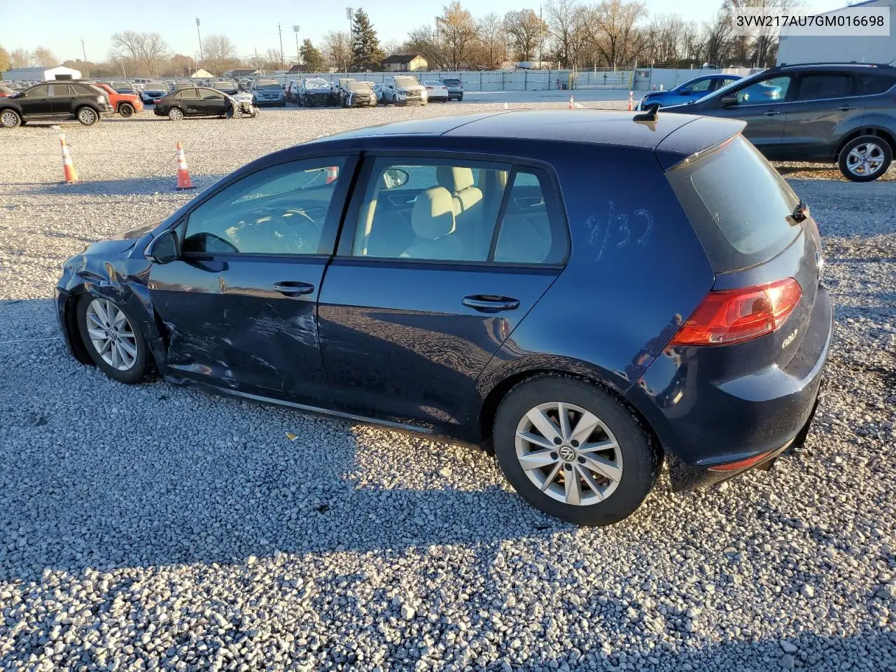 3VW217AU7GM016698 2016 Volkswagen Golf S/Se
