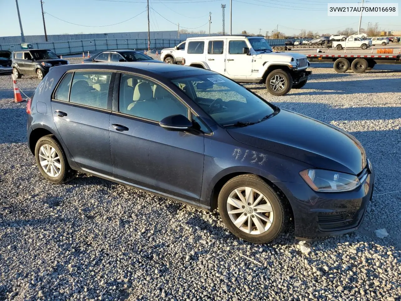 3VW217AU7GM016698 2016 Volkswagen Golf S/Se