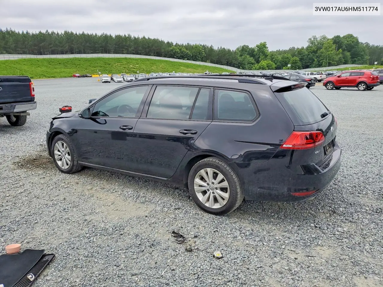 2017 Volkswagen Golf Sportwagen S VIN: 3VW017AU6HM511774 Lot: 56792026