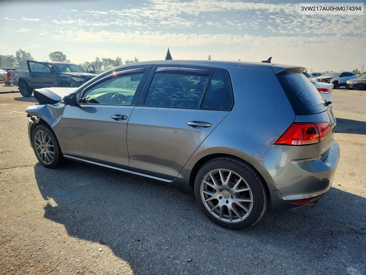 2017 Volkswagen Golf S VIN: 3VW217AU0HM074394 Lot: 58651966