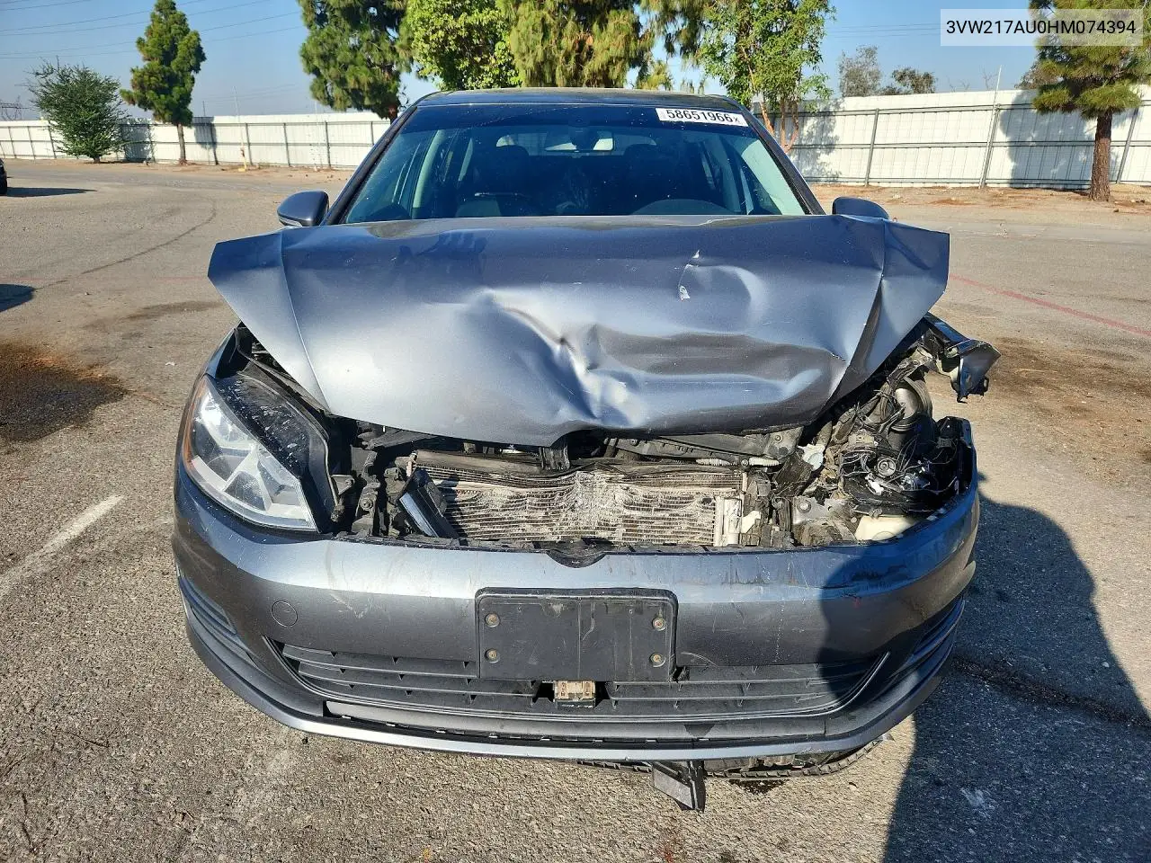 2017 Volkswagen Golf S VIN: 3VW217AU0HM074394 Lot: 58651966