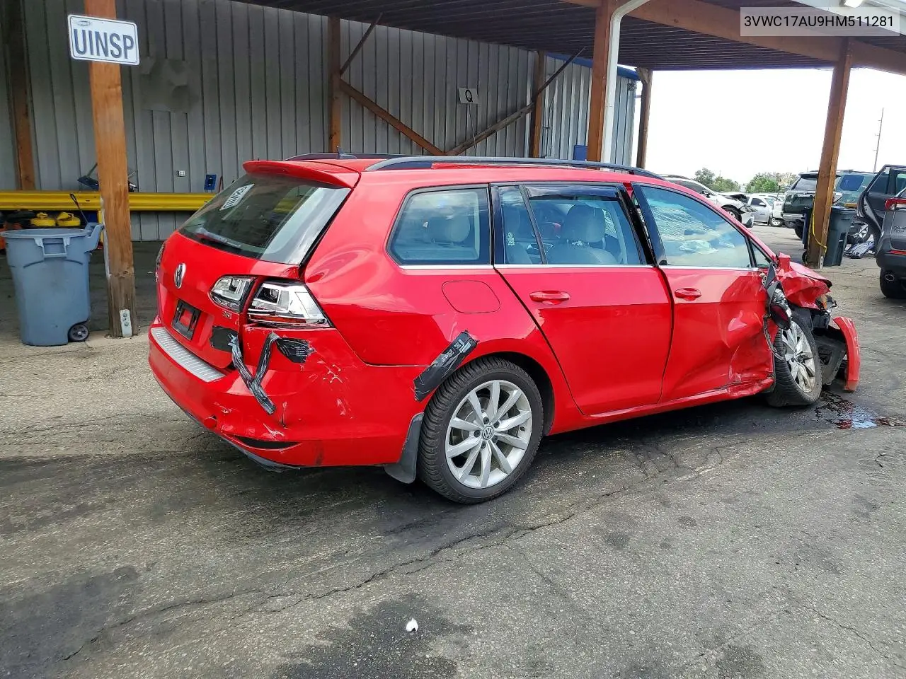 2017 Volkswagen Golf Sportwagen S VIN: 3VWC17AU9HM511281 Lot: 61644646