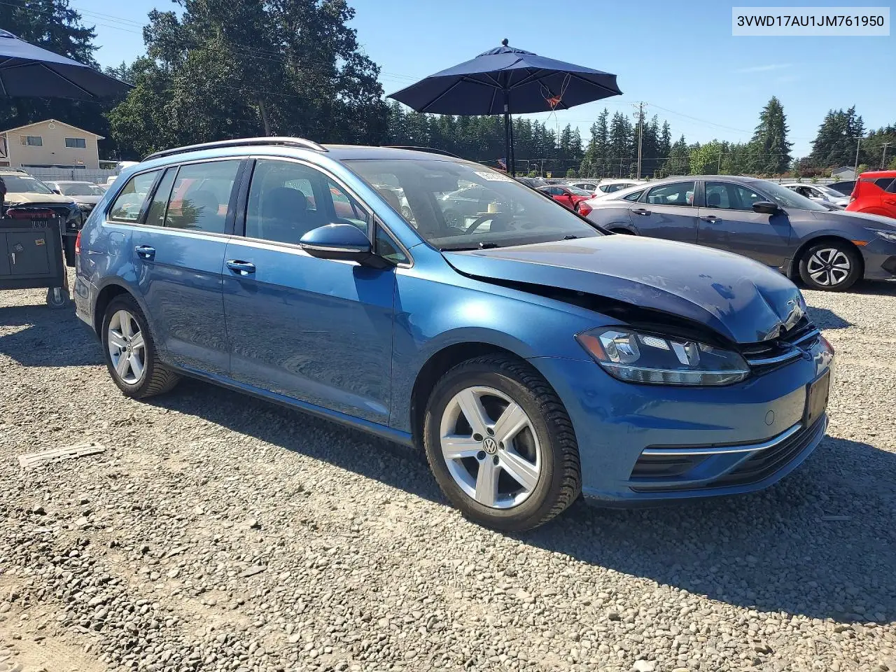2018 Volkswagen Golf Sportwagen S VIN: 3VWD17AU1JM761950 Lot: 56121856