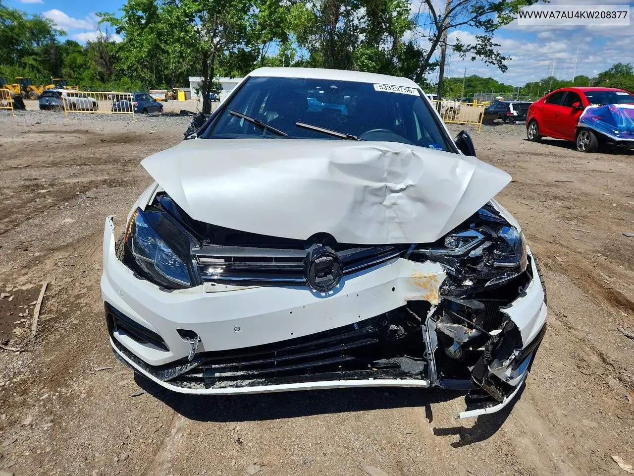 2019 Volkswagen Golf R VIN: WVWVA7AU4KW208377 Lot: 53329756
