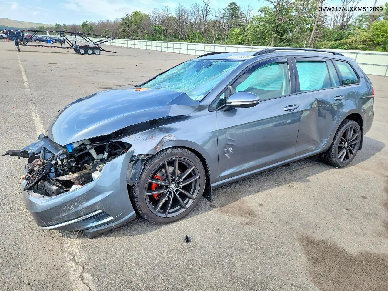 2019 Volkswagen Golf Sportwagen S VIN: 3VW217AUXKM512099 Lot: 57741226