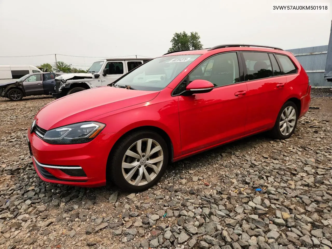 2019 Volkswagen Golf Sportwagen S VIN: 3VWY57AU0KM501918 Lot: 60784376