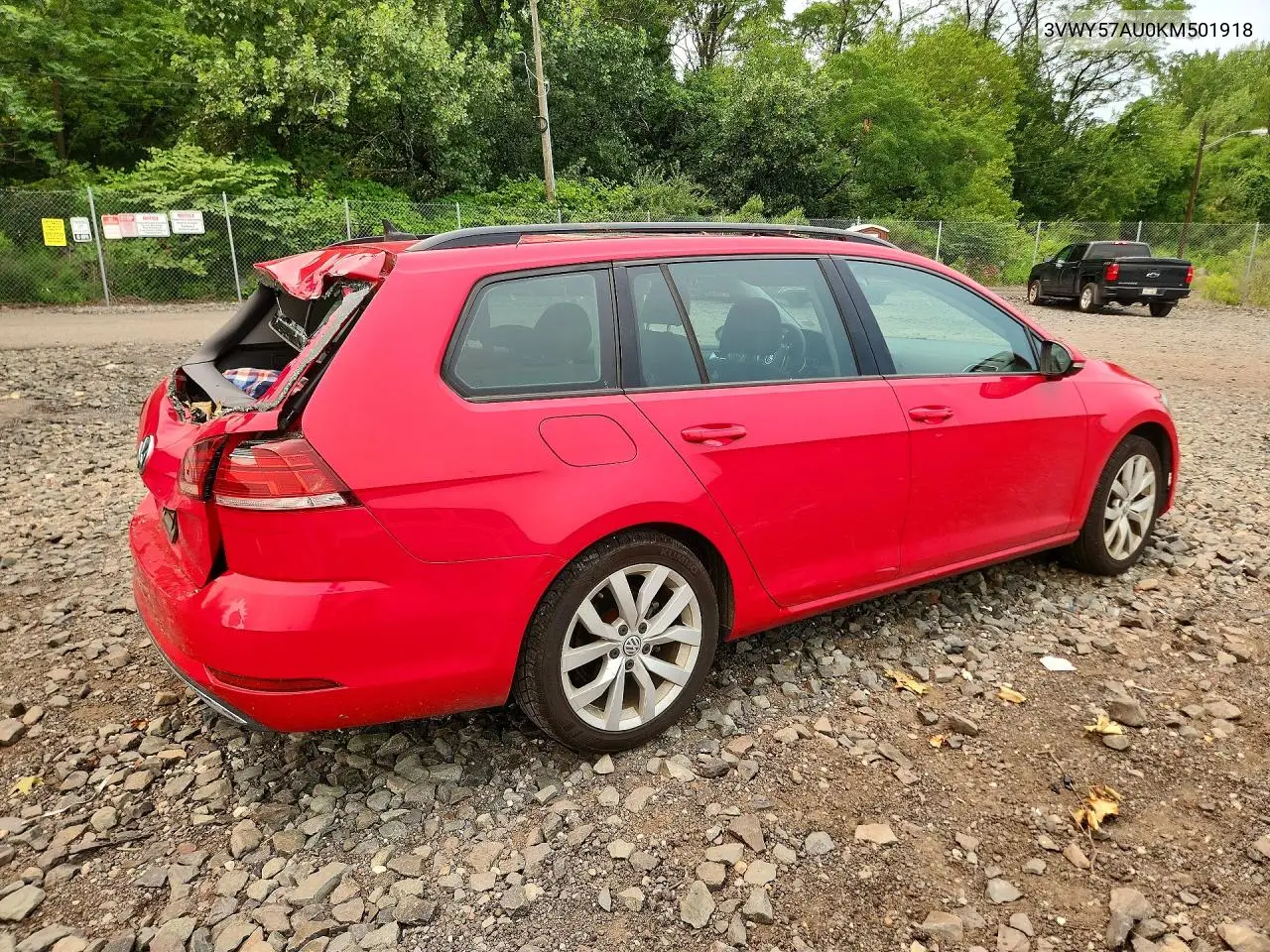 2019 Volkswagen Golf Sportwagen S VIN: 3VWY57AU0KM501918 Lot: 60784376