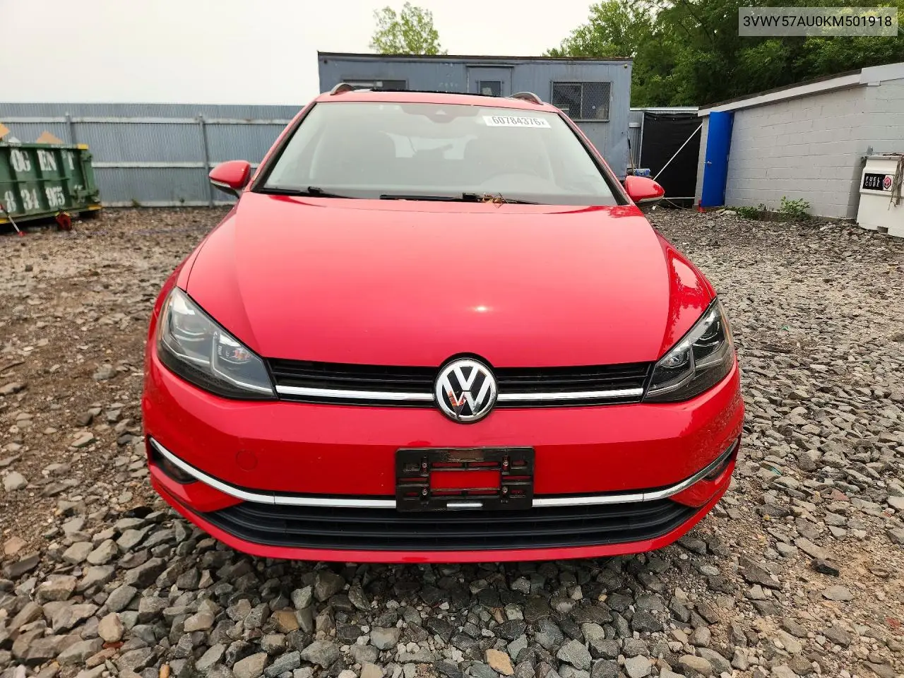 2019 Volkswagen Golf Sportwagen S VIN: 3VWY57AU0KM501918 Lot: 60784376