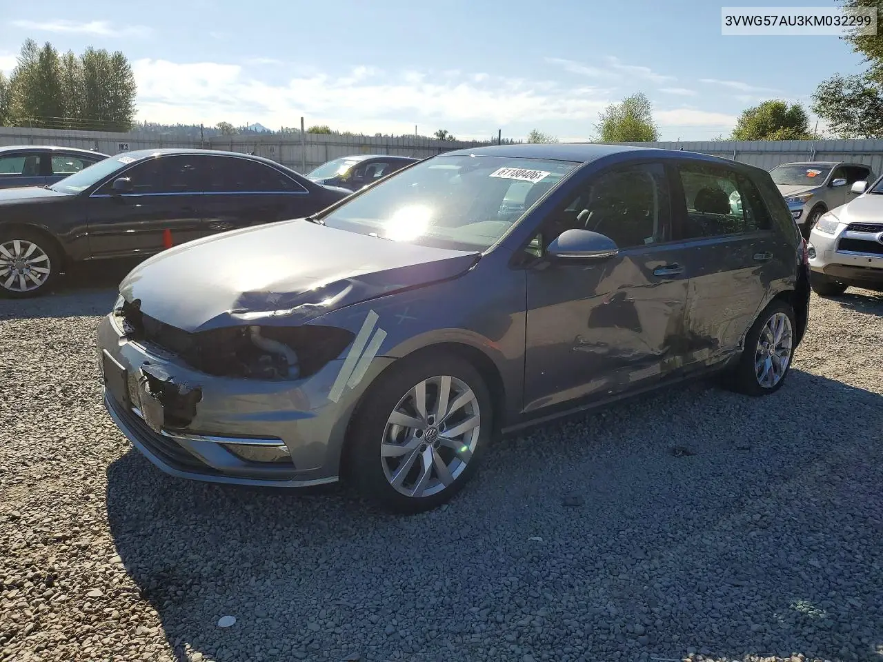 2019 Volkswagen Golf S VIN: 3VWG57AU3KM032299 Lot: 61180406